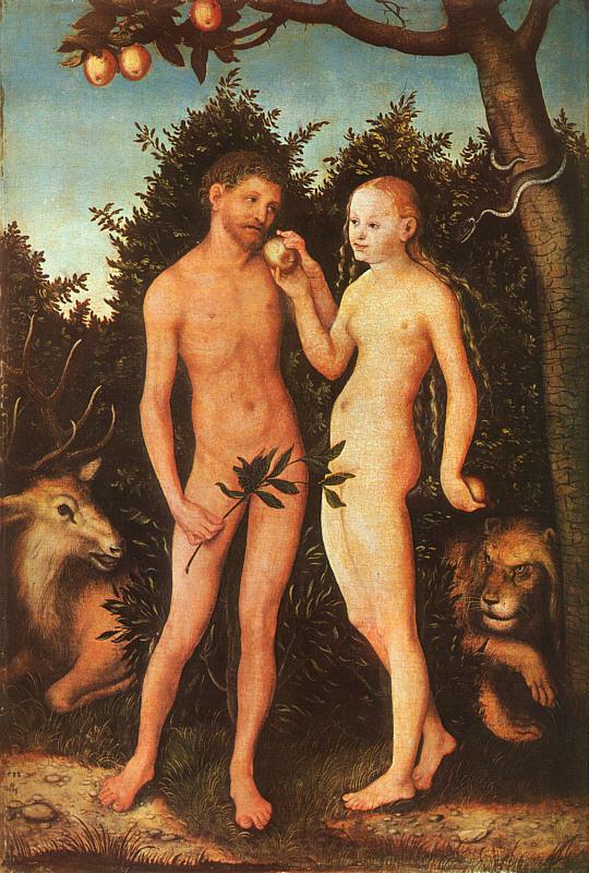 Lucas  Cranach Adam and Eve Spain oil painting art